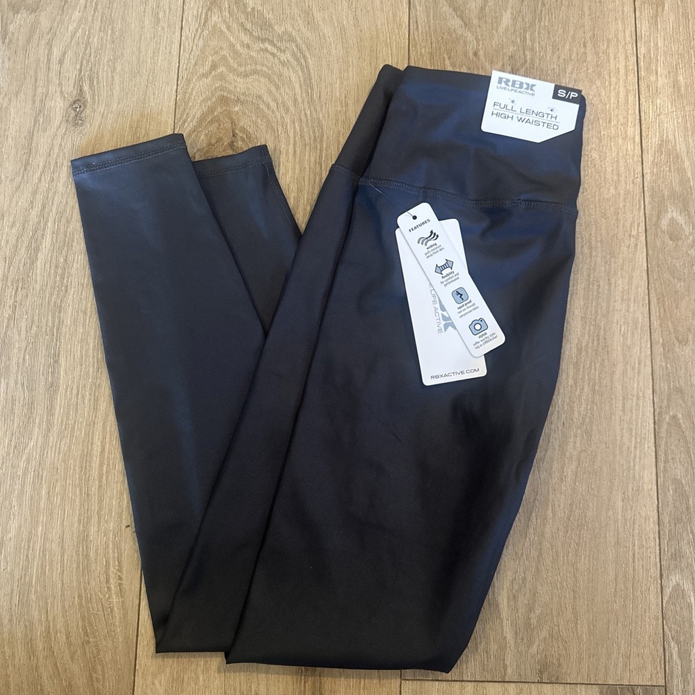 RBX Women's High Waisted Full Length Black Small Stylish Wicking Gym NWT